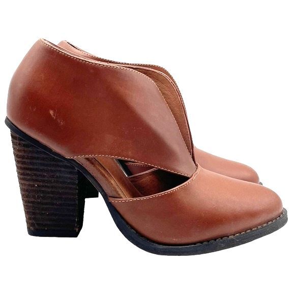 Jeffrey Campbell x Free People Boots Brown Leather Heeled Bootie Women's Size 6 - Picture 7 of 16